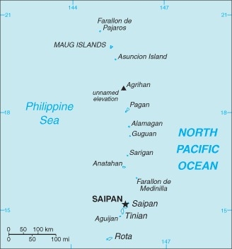 Map of the Commonwealth of the Northern Mariana Islands from the CIA World Factbook